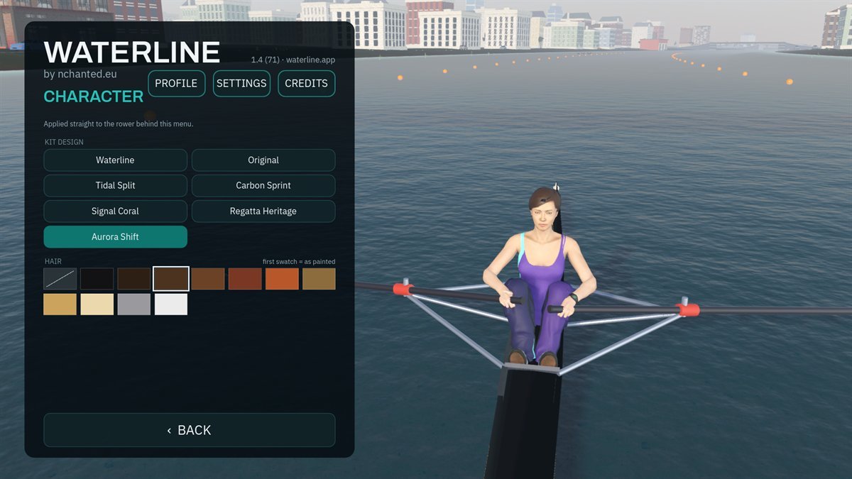 Choosing hair and kit colours for the rower