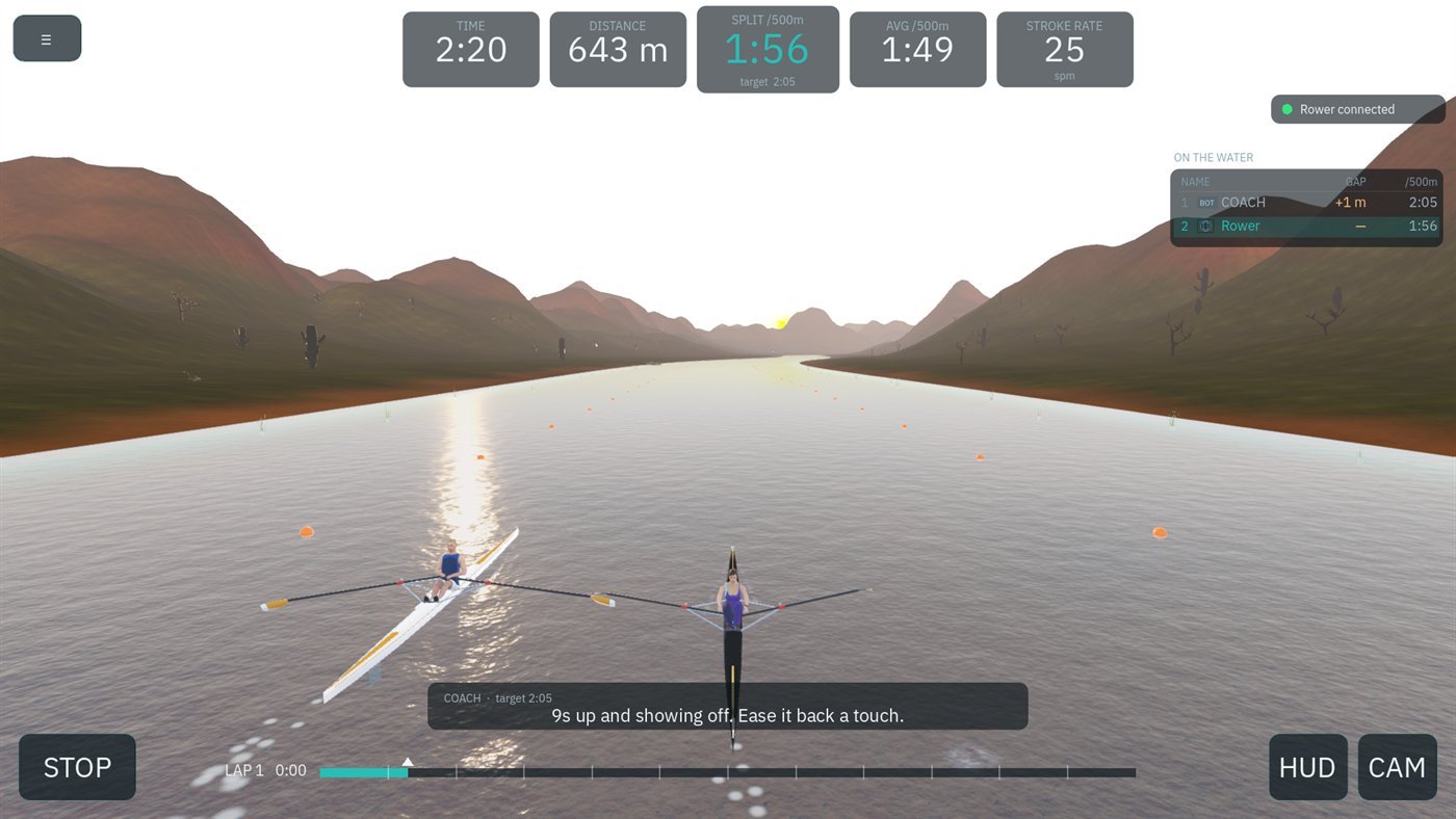 A coach boat alongside on Copper Gorge at dawn, calling the warm-up target