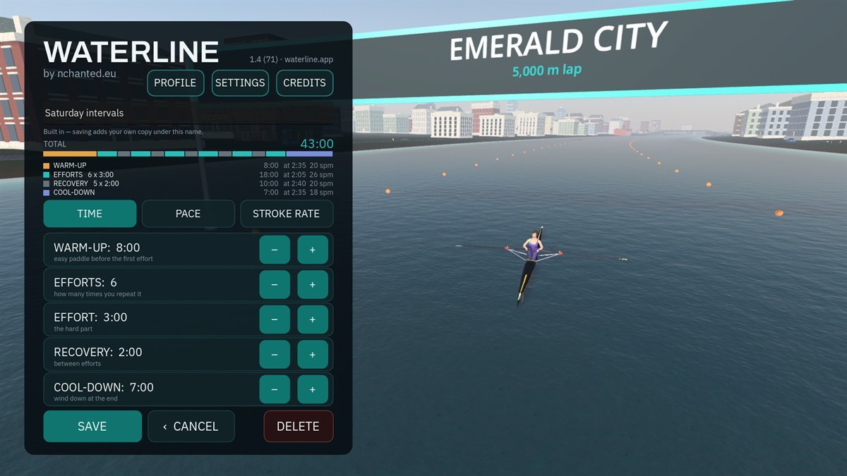 The interval session editor
